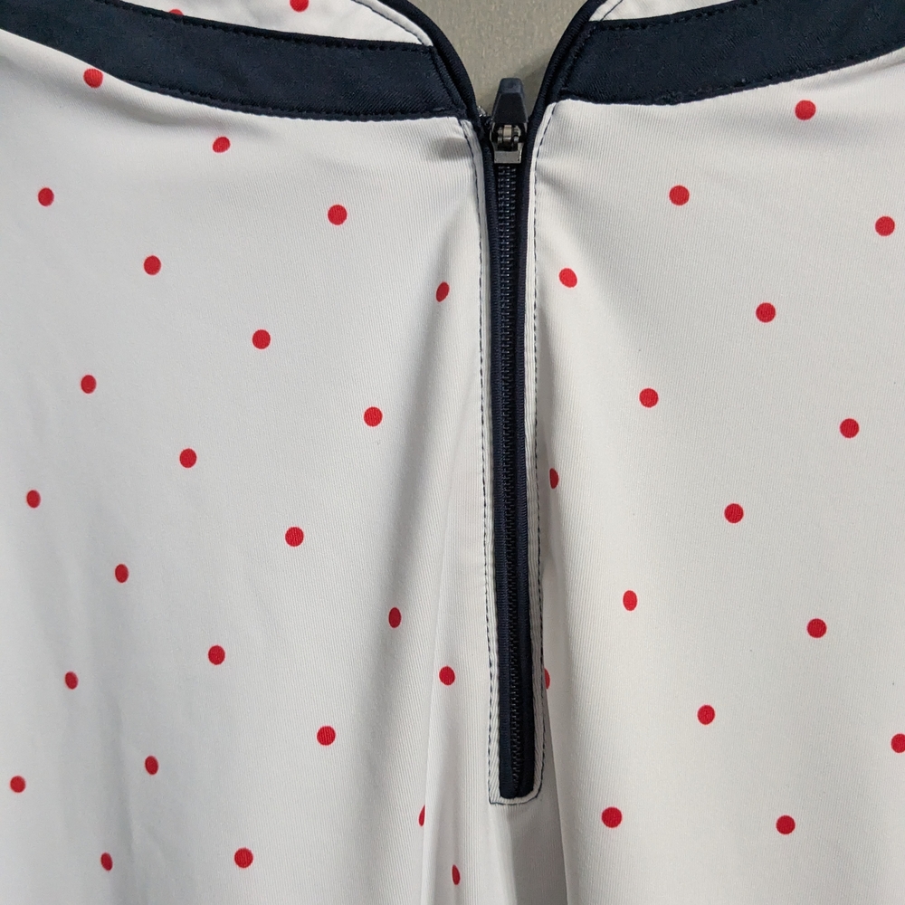 Lady Hagen White and Red Polka Dot Zip Top - Picture 6 of 7